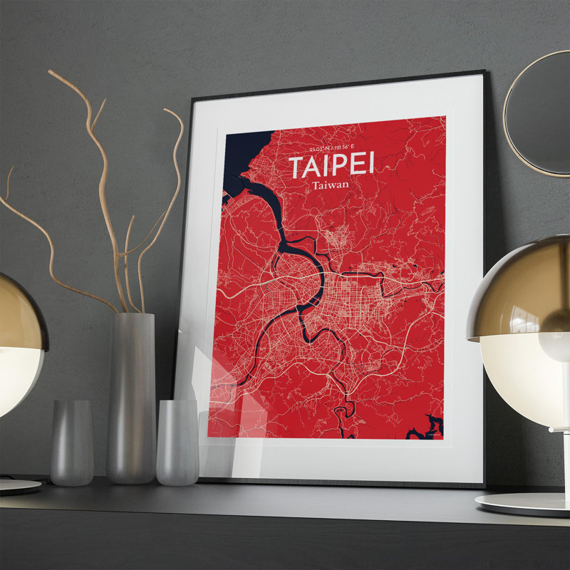 Taipei City Map In Nautical - No Frame Print, 27.6cm H x 19.7cm W x 0.05cm D