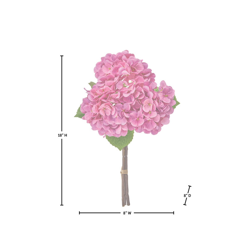 18" Pe Hydrangea Bundle, Rose Pink Pe Hydrangea Bundle