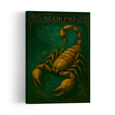 Mystical Golden Scorpio Mystical Abstract Contemporary Scorpion Nature Landscape Wall Art Print 1 Piece Wrapped Canvas Wall Art