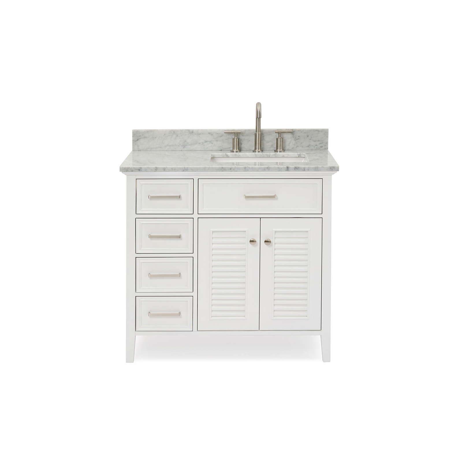 37'' Single Bathroom Vanity, White, Right