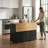 Black Recessed Kitchen Island, Movable With Wheels, Multi-Functional Storage, And Compatible With 10-Gallon Trash Cans For Added Practicality.-2118873775