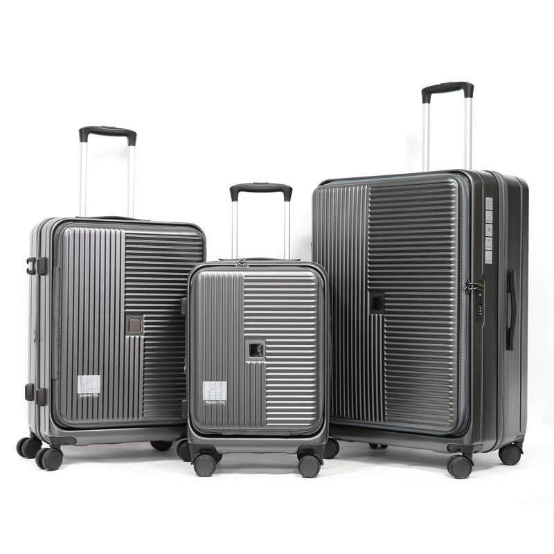 Luggage,with front opening,TSA approved lock,hardshell suitcase, Gray