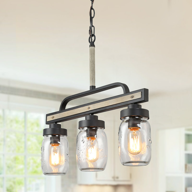 Luminaire suspendu linéaire pour îlot de cuisine à 3 lumières Laila