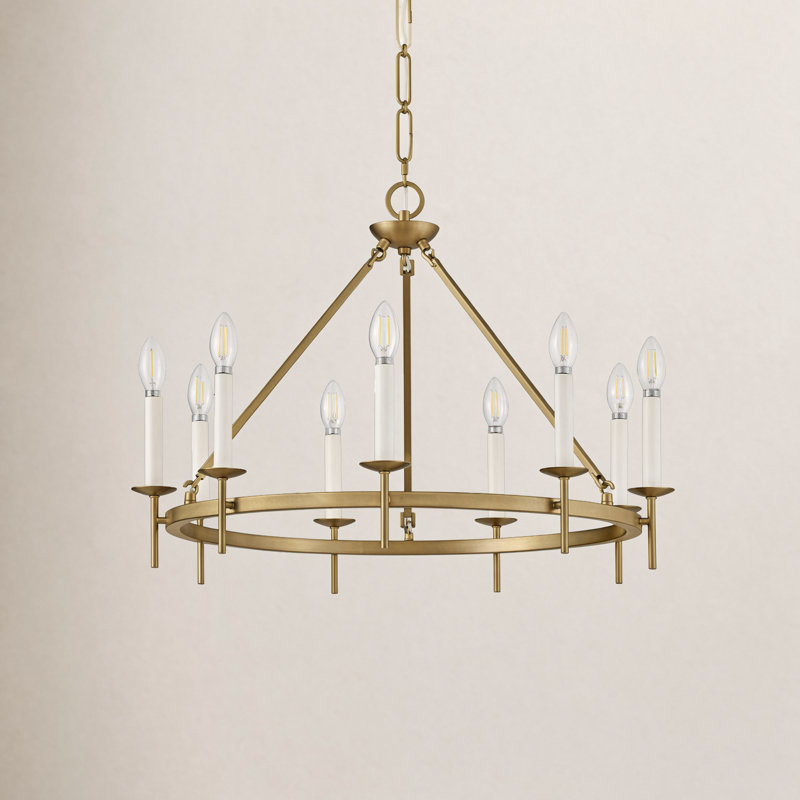 Copley 9-Light Chandelier, Lacquered Brass