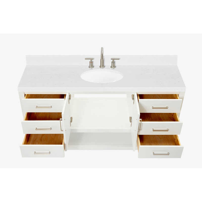 ARIEL Magnolia 60 Single Sink Bathroom Vanity with Top, White