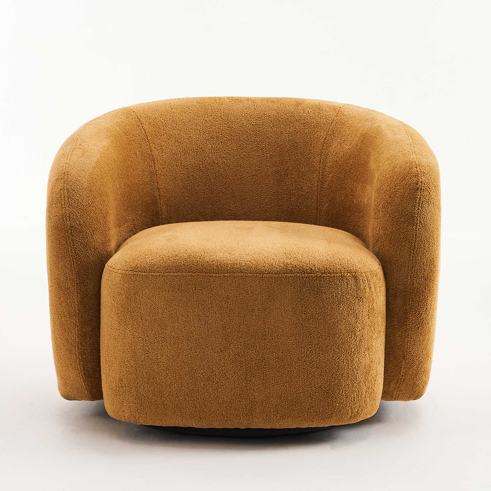 Munehito Upholstered Swivel Barrel Chair, Yellow