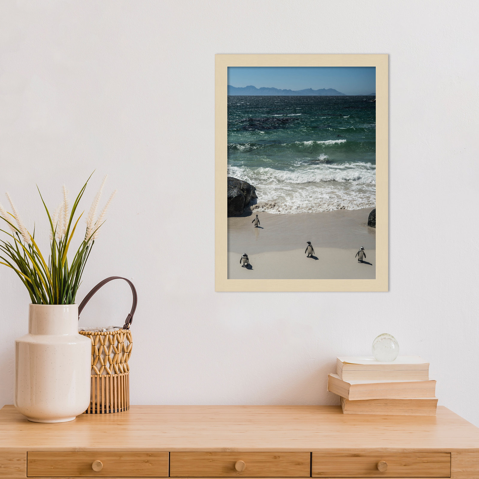 Coming In to the Beach by Shot by Clint Wood Framed Wall Art Print, Brown, 17" H x 13" W