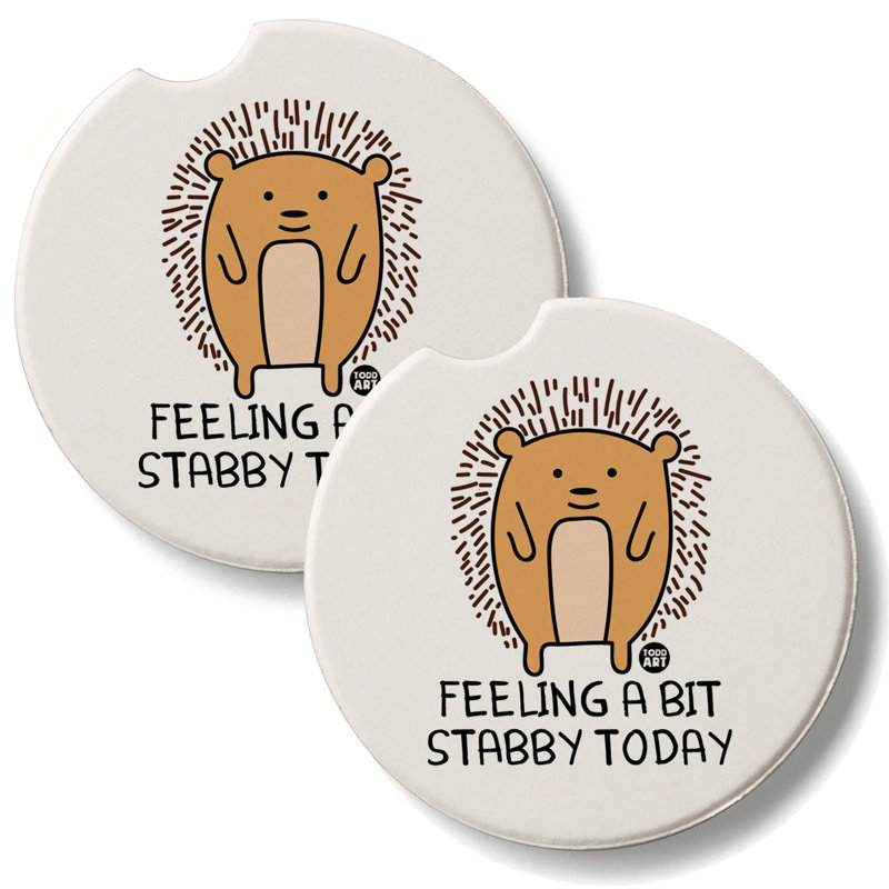 Feeling Stabby 2 Pack Stone Car Coasters