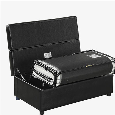 Twin Size Folding Ottoman Sleeper Bed with Mattress Convertible Guest Bed  Black