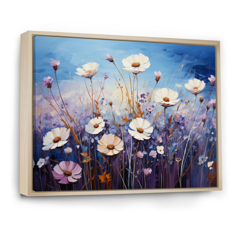 Bleu bleuet en cascade III - impression, H 12 po x l 20 po x P 1 po, Cadre naturel flottant