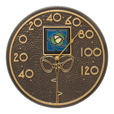 Dard Hunter Rose Indoor/Outdoor Wall Thermometer