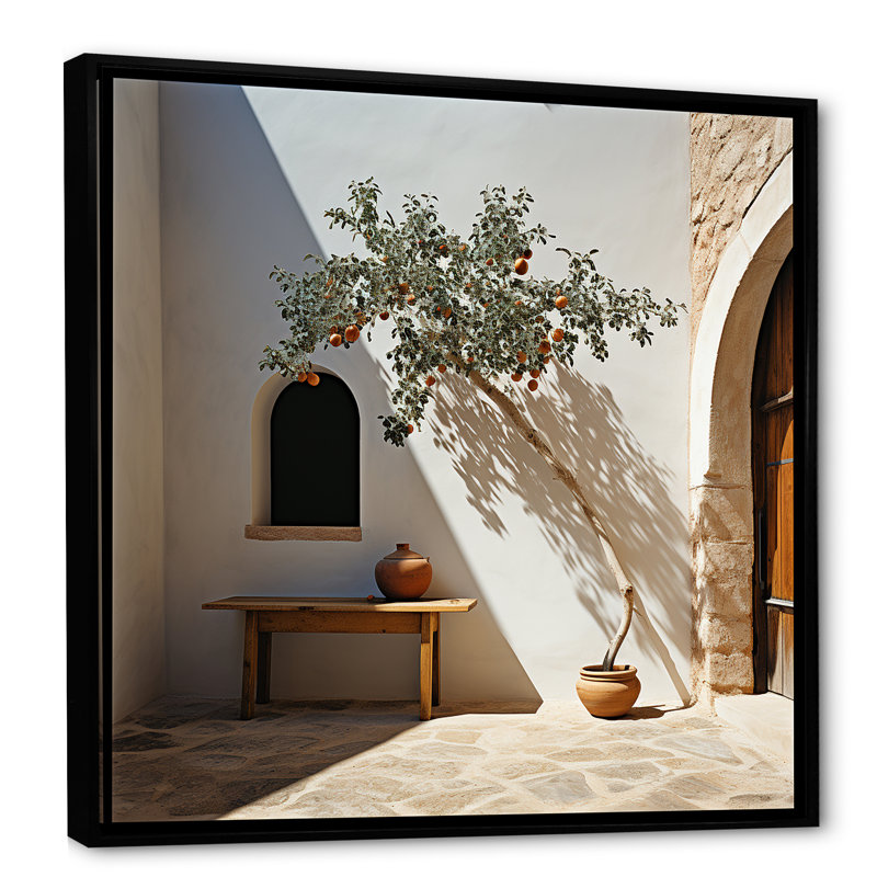 Plage, solitude, arbre, vision, H 36 po x l 36 po x P 1,5 po, Cadre flottant noir