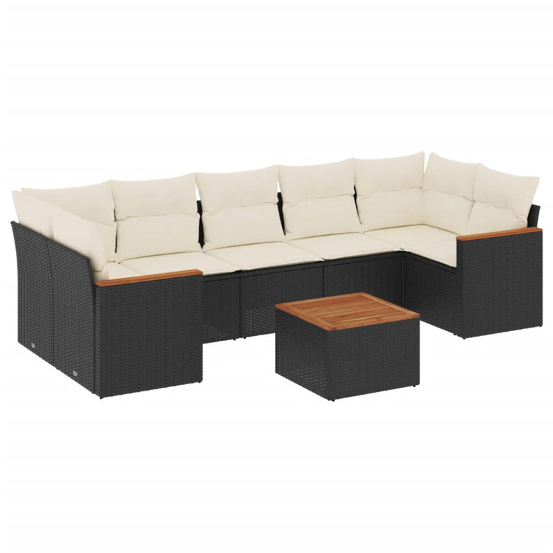 Vidaxl Garden Sofa Set Black, Cream White