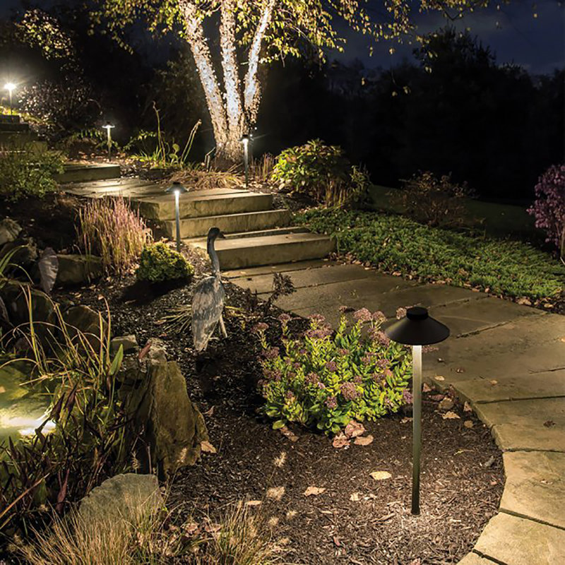 Tiki Low Voltage Pathway Light, 3000K, Black on Aluminum