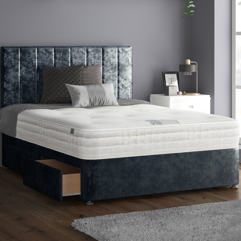 Ohiowa Upholstered Divan Bed, Single (3'), Cream, 2 Left Drawers