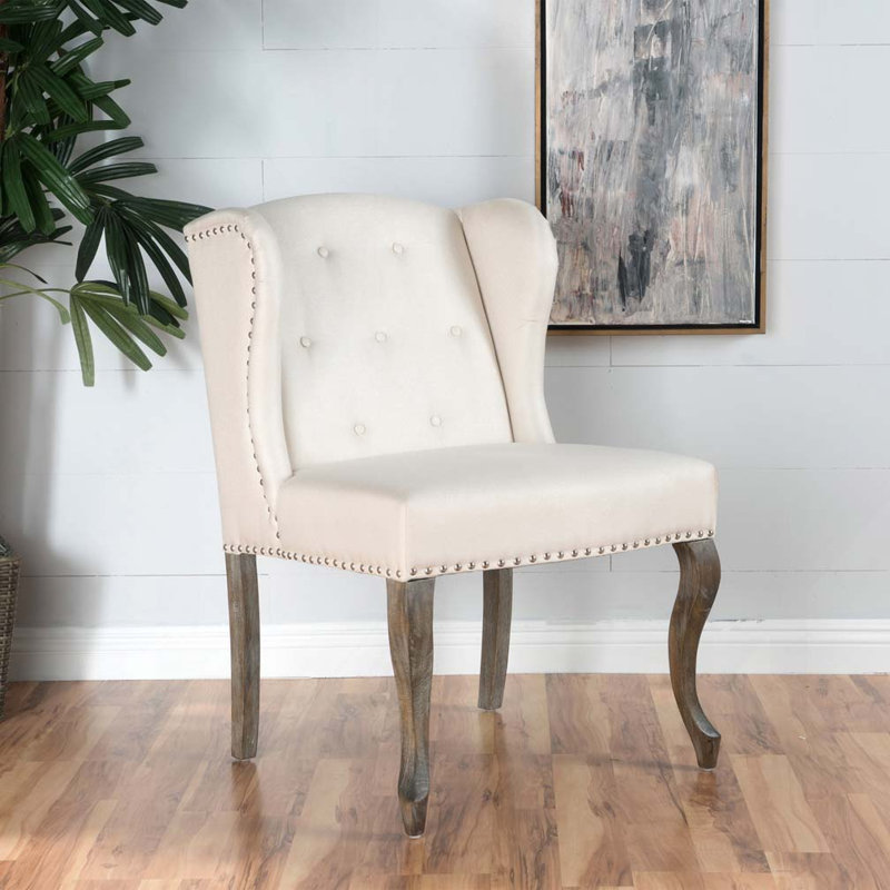 Fauteuil à oreilles Andren, Mélange de polyester beige