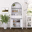 Garde-manger arqué 71 'de haut avec porte vitrée et tablettes réglables-1005795999