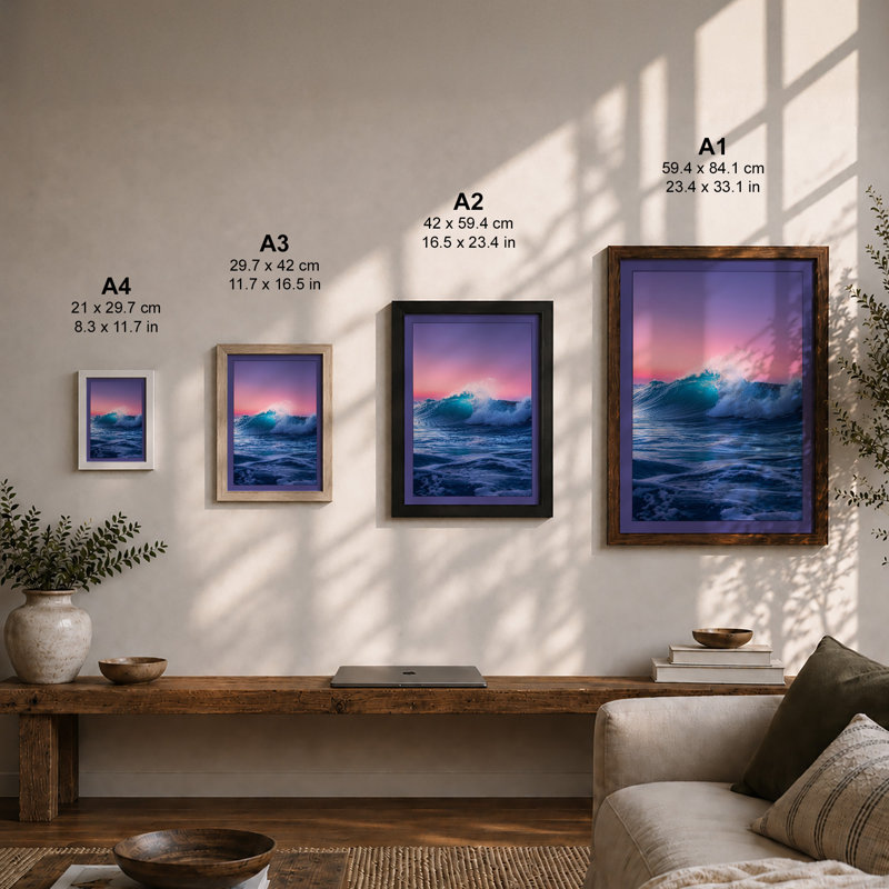 Wave at Twilight Coastal - Framed Print, A1 - 84.1 x 59.4 cm, Unframed