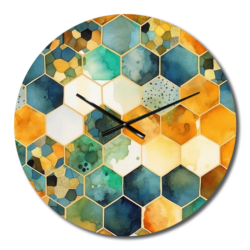 Horloge murale colorée Hexagone III, Petit