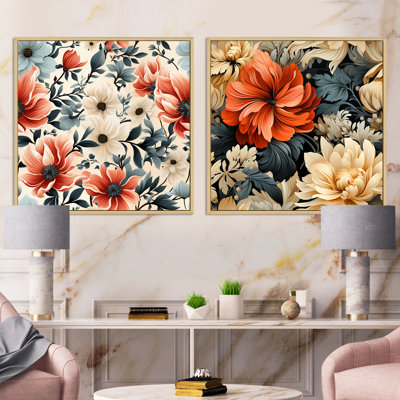 Pompa - Ensemble de 2 collages floraux carrés