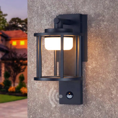 Motion Sensor Outdoor Wall Light 650 Lumens, 6.5 Watts LED Bulb, Modern Wall Light, Gray