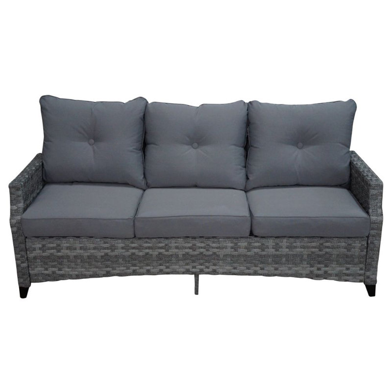 Weinmann 72.44'' Wide Patio Sofa with Cushions, Gray Frame/Charcoal Cushion