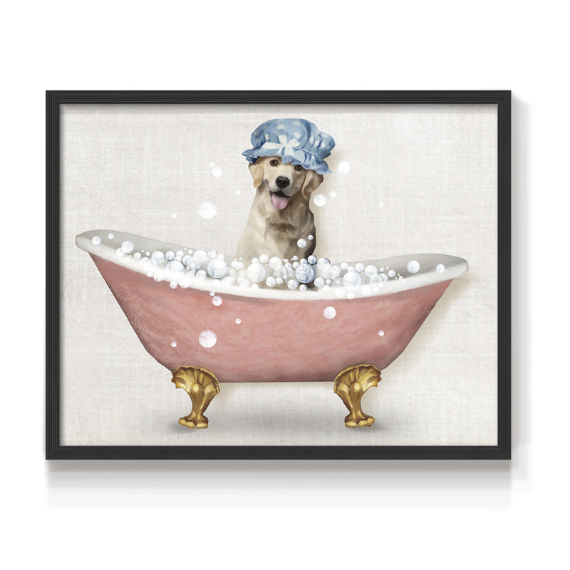 «Bath Dogs III», reproduction encadrée, H 8 po x l 10 po, Noir