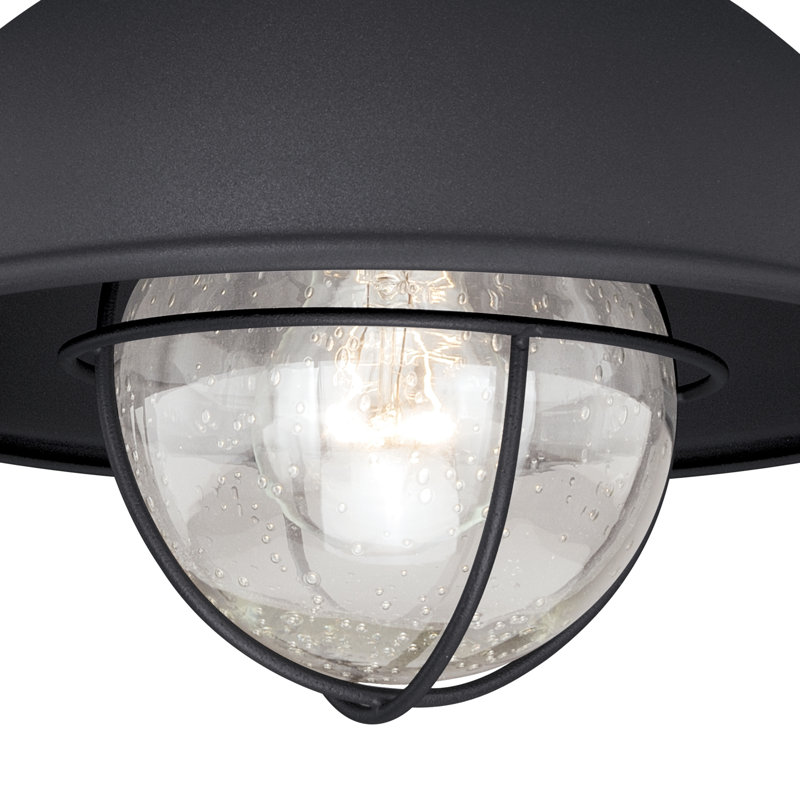 Harwich 10" Black Glass Outdoor Flush Mount Ceiling Light