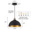  Ensemble de luminaire suspendu en forme de dôme noir et doré 11,8 pouces pour îlot de cuisine-741243434-741238542-745682899