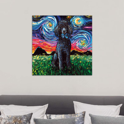 Black Poodle Night by Aja Trier - Wrapped Canvas Painting