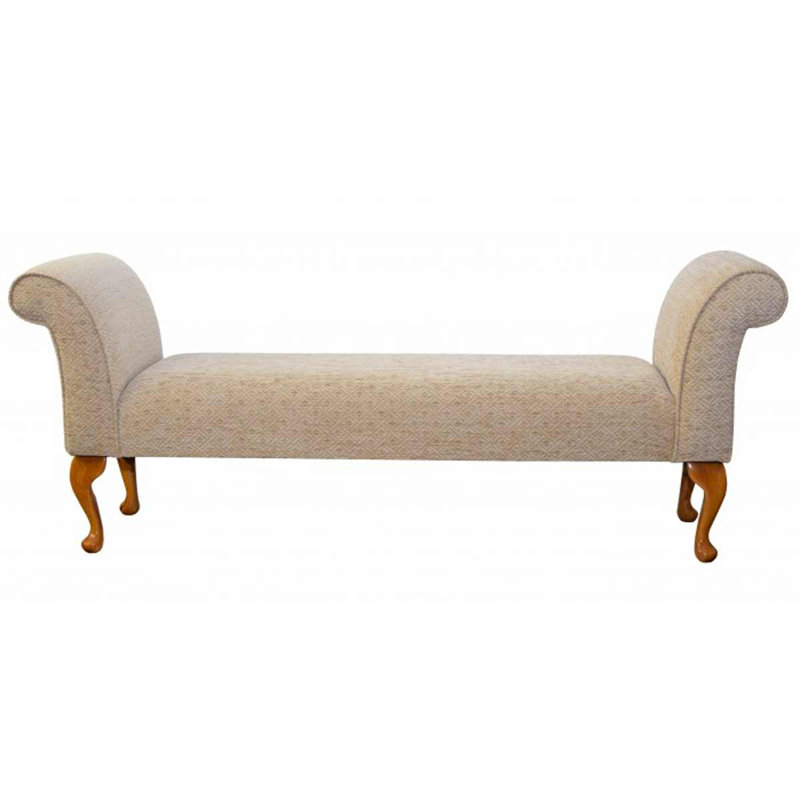 Upholstered Storage Bench, Gold, Geometric