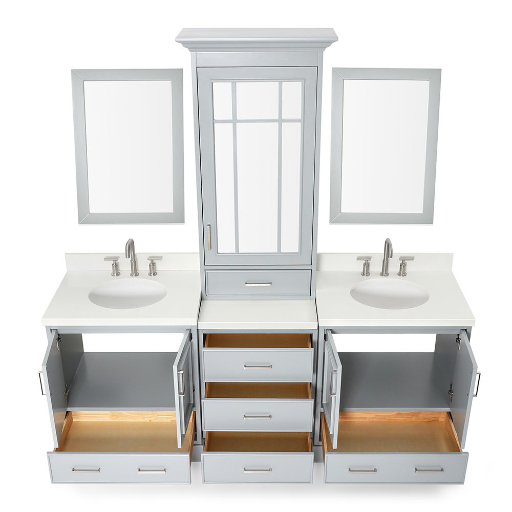 Buckhorn 85'' Double Bathroom Vanity, Gray