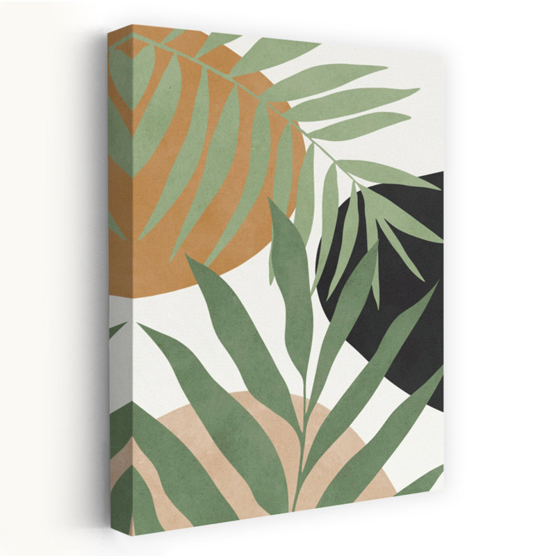 Art contemporain abstrait expressionniste géométrique nature plante, H 24 po x l 16 po