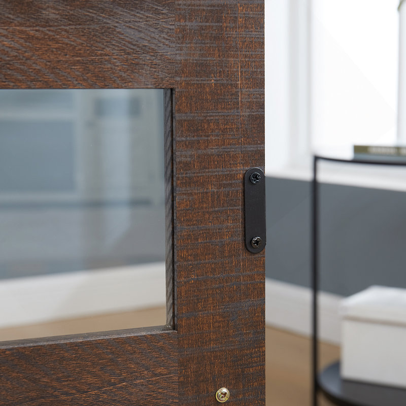 Armoire de ferme à 2 portes, meuble télé de style campagnard, meuble télé de style campagnard, grande console de cinéma maison d'inspiration grange avec foyer 18 po, espresso, l 60,23 po x P 15,35 po x H 31,7 po