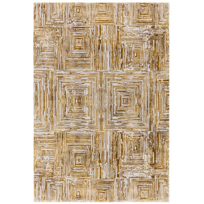 Brenetta Geometric Shapes Gold Area Rug