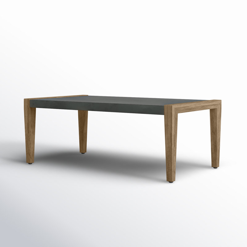 Lyssa Dark Gray Wood Outdoor Dining Table with Wood Legs, 43.50" W x 23.50" L x 16.5" H