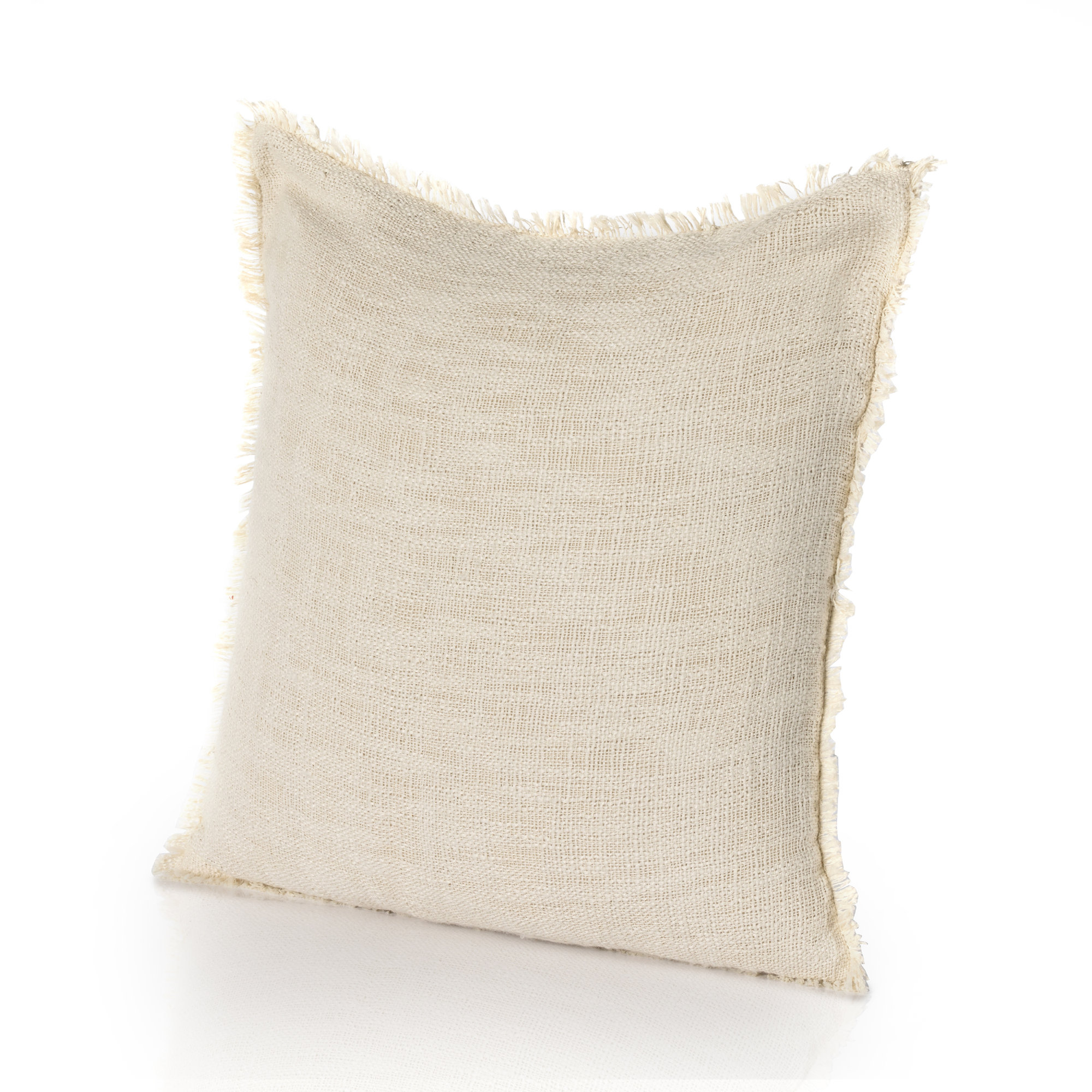Tarbett Fringed Indoor/Outdoor Throw Pillow, Square, Natural Cream