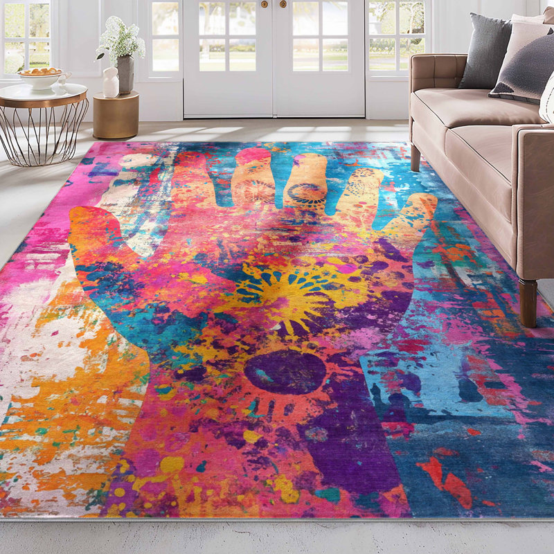 Abstract Aurora Bloom Multi Modern Abstract Area Rug, Rectangle 7'7" x 9'10" 