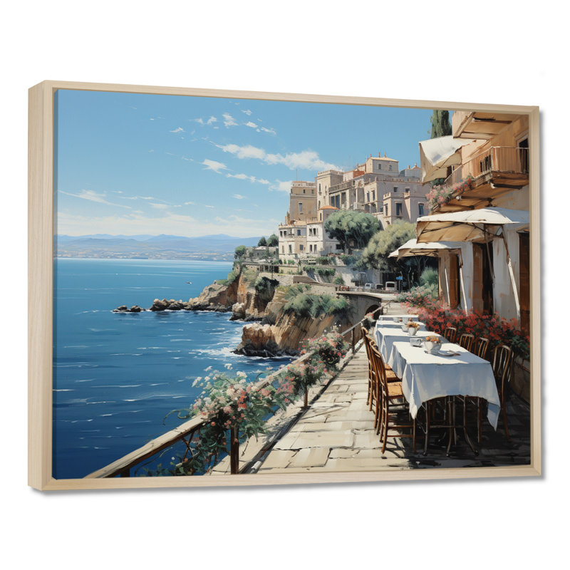 Italie, Amalfi Coast Romance - Italie, art mural, H 24 po x l 32 po x P 1 po, Maple Floater Framed