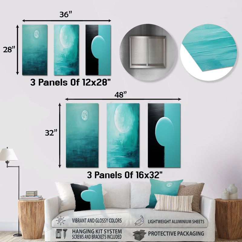 Ensemble de salon 3 pièces Teal Moon Tranquility - Moon, H 28 po x l 36 po
