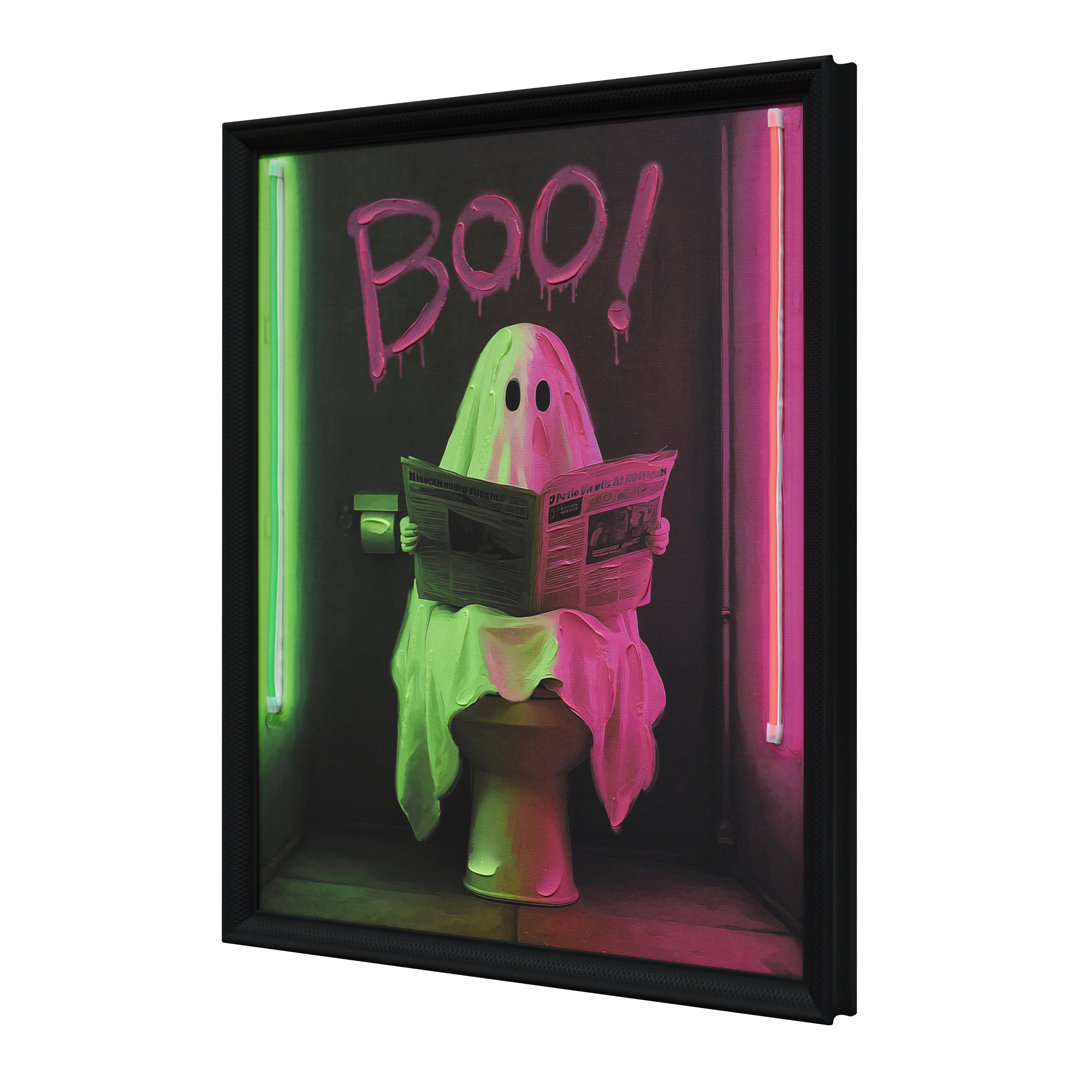 B&Q - Britwall Boo Halloween Led Wall ArtLight Up Canvas Picture 43X53CmSpooky Framed Print For Halloween DecorPlug In - Image 2