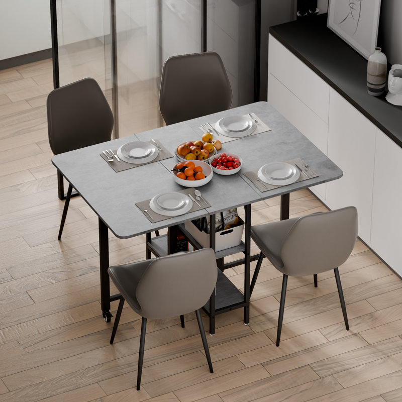 Rectangular Folding Table, 75cm H x 120cm W x 80cm D, Gray/Black