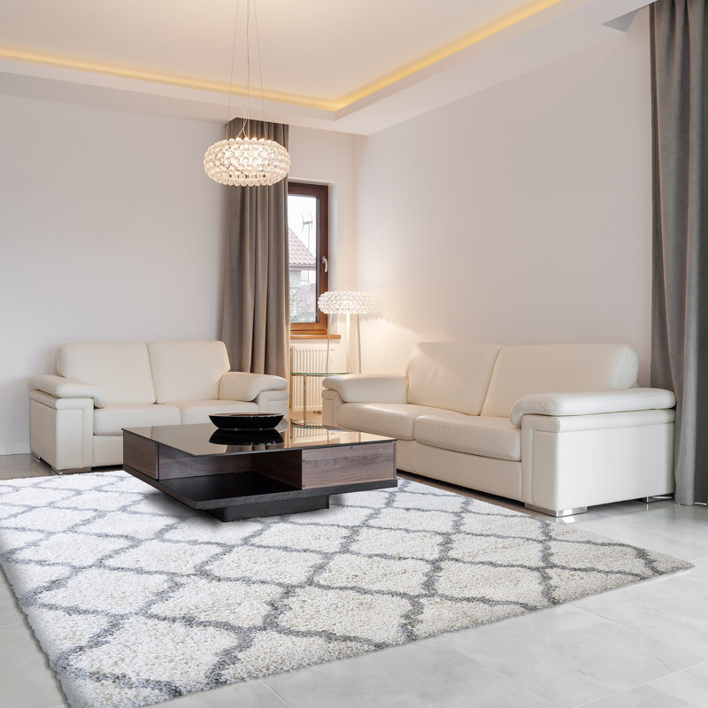 Tapis gris à poils longs Luxury, Rectangle 5 pi 3 po x 7 pi 5 po