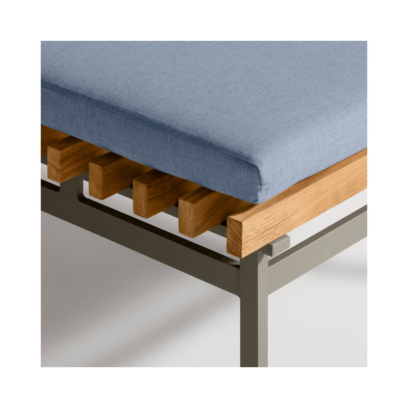 Perch Outdoor Teak Ottoman, Toohey Charcoal, Charcoal