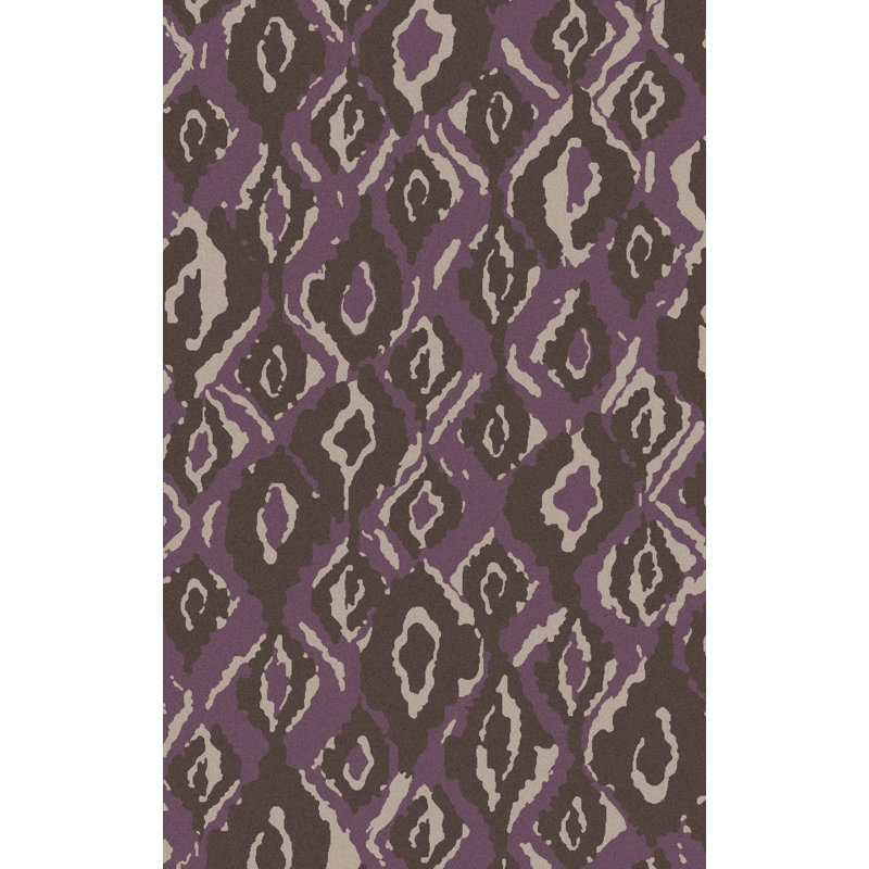 Tapis de couleur mauve vif/taupe à de laine handwoven à tissage plat Mann, Rectangle 2 pi x 3 pi