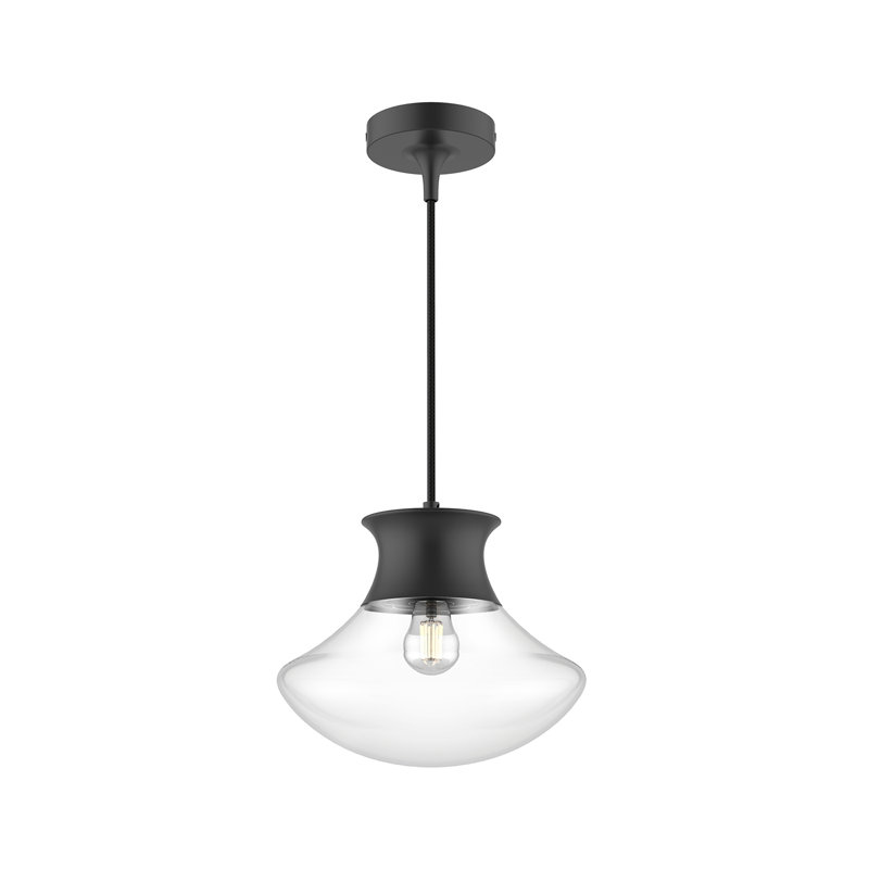 Luminaire suspendu d'extérieur à 1 ampoule 8,88 po Marcel, Noir mat