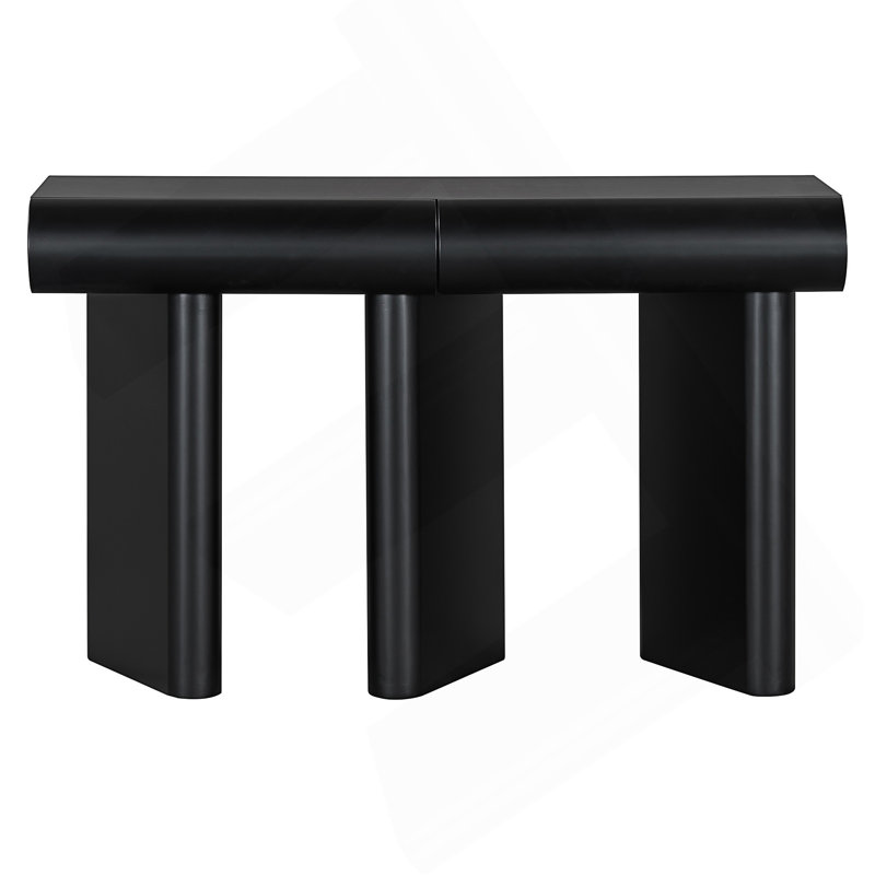 Modern Entryway Table With Curved Drawers And Geometric Legs For Space-Saving Storage In Small Spaces., Black
