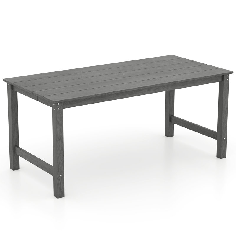 HDPE Outdoor Dining Table for 6 Person 67'' Patio Table w/ Tabletop Black, Gray