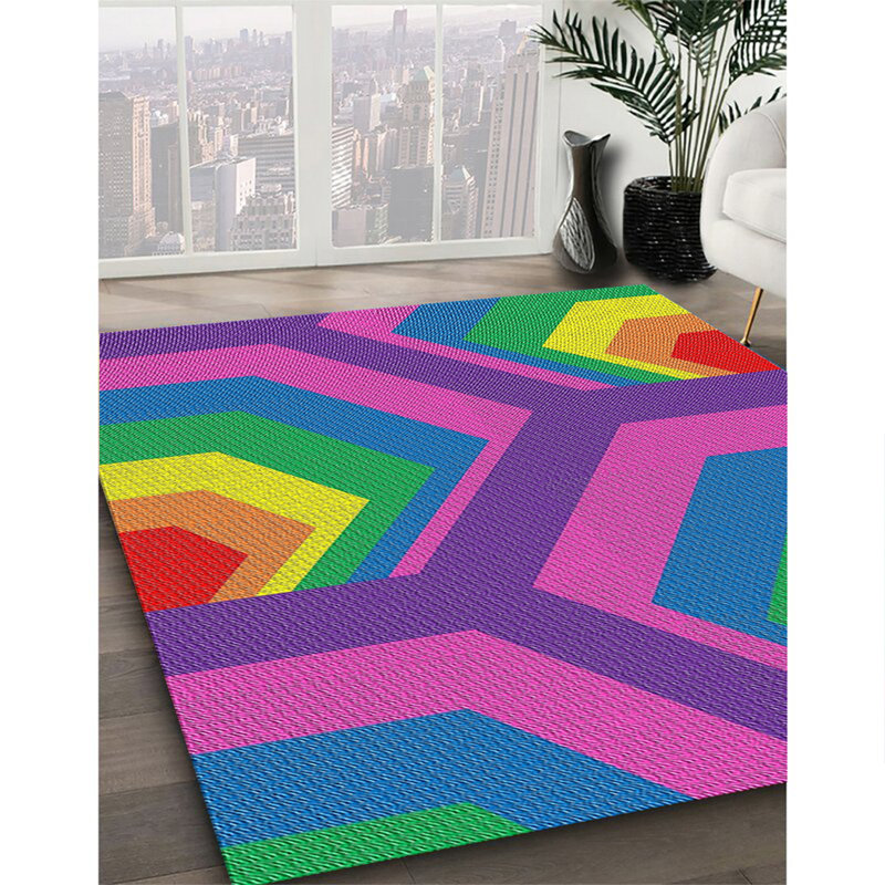 Geometric Indoor Rug, Round 5'