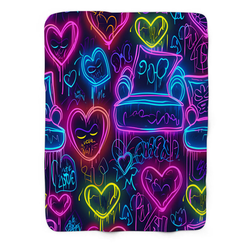 Jeté Neon Pulse - 1 pièce Premium Sherpa, Lit simple